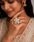 Moti Resham Flower Ring