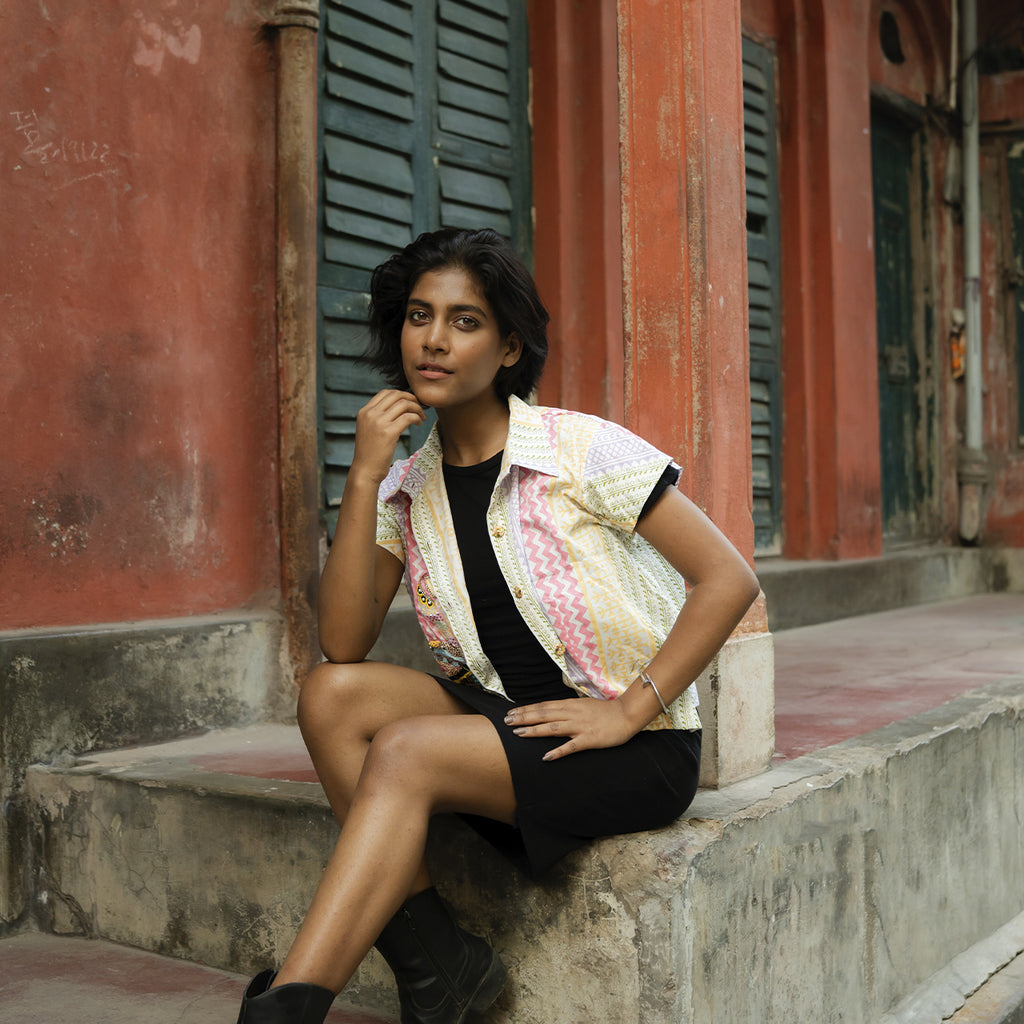 Flamingo Embroidery Women Cotton Shirt