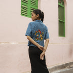 Birds Kantha Embroidery Women Cotton Shirt