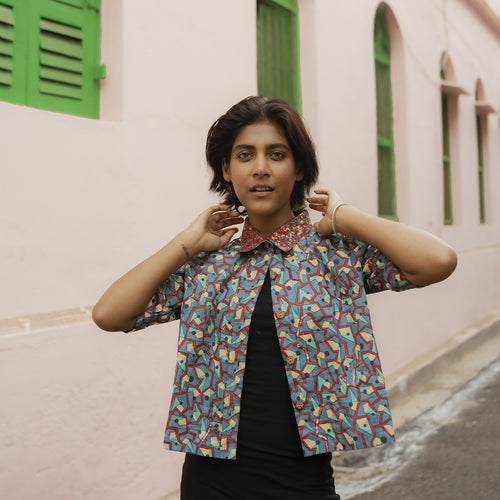Abstract Print Cotton Summer Shirts For Women.