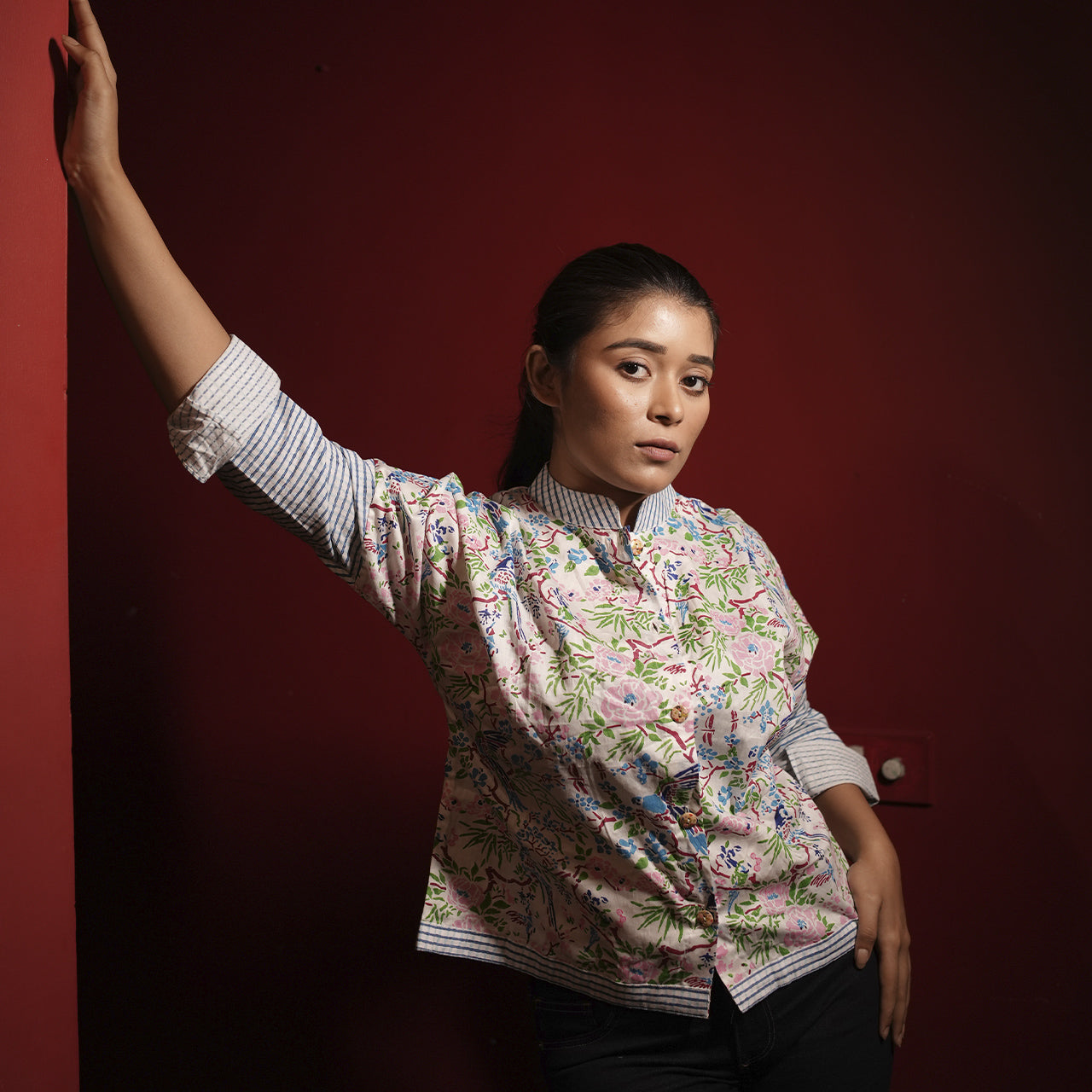 Multicolour Handblock Printed Womens Shirt