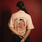 Womens Peach Flare Sleeves Blouse Shirt