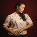 Cream Embroidered Womens Shirt Blouse