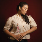 Cream Embroidered Womens Shirt Blouse