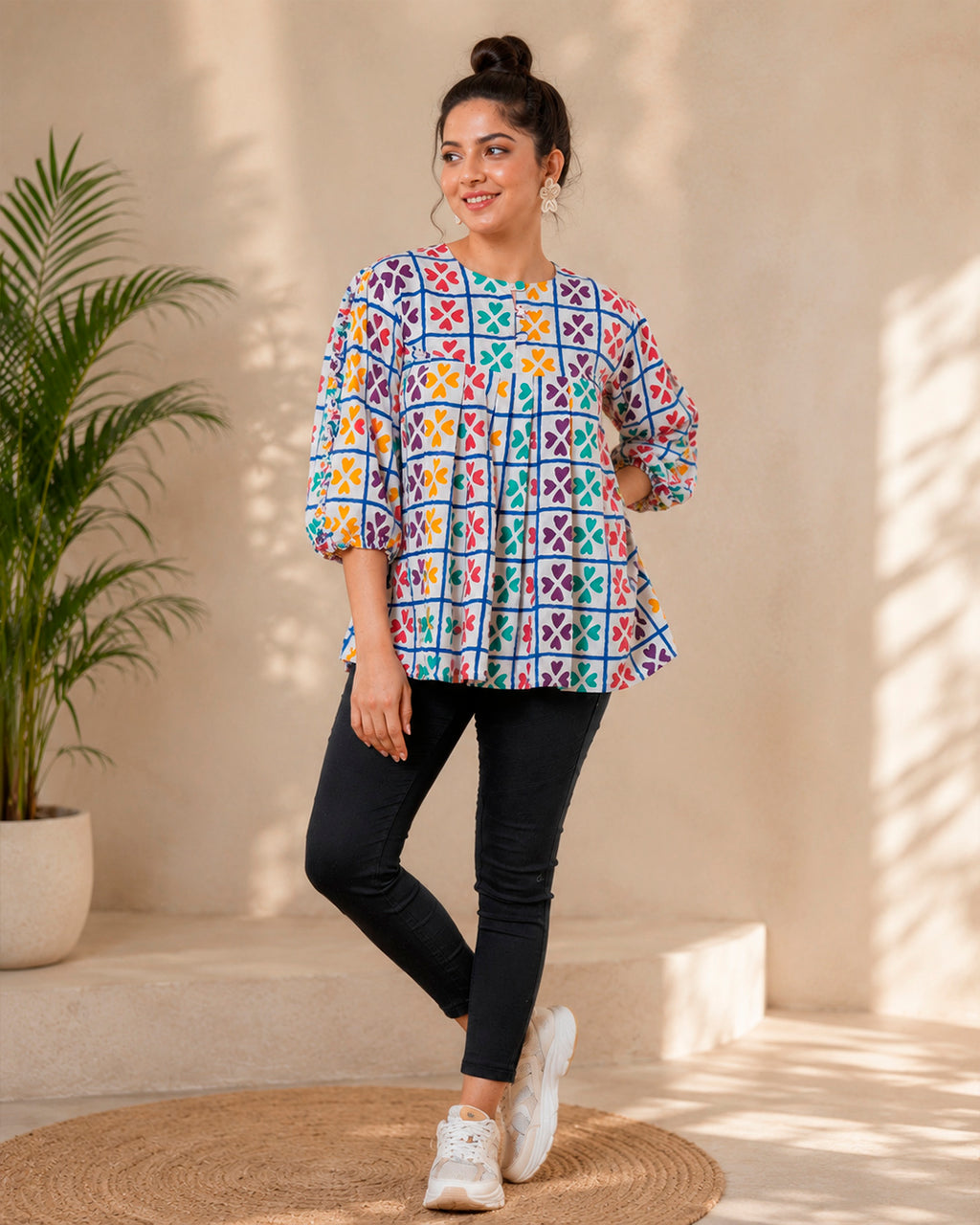 Checks and Hearts Women Top