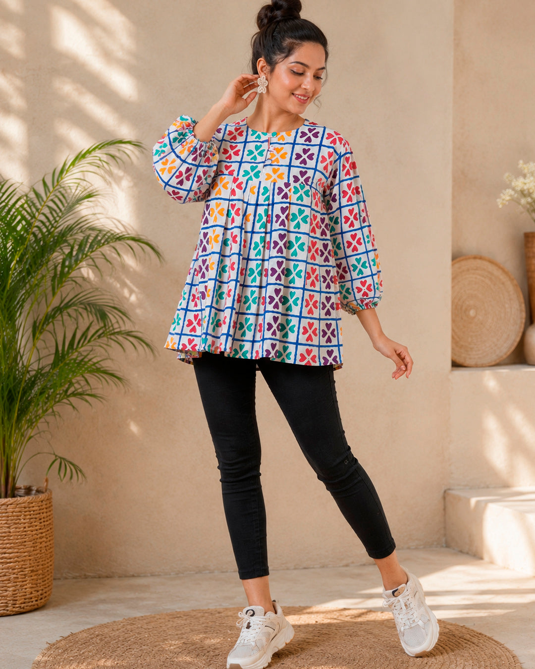 Checks and Hearts Women Top