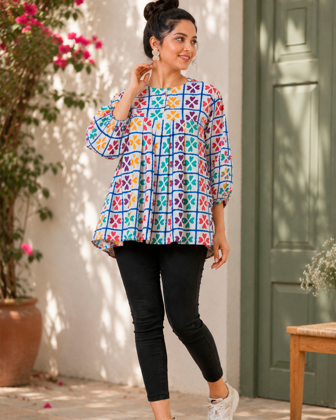 Checks and Hearts Women Top