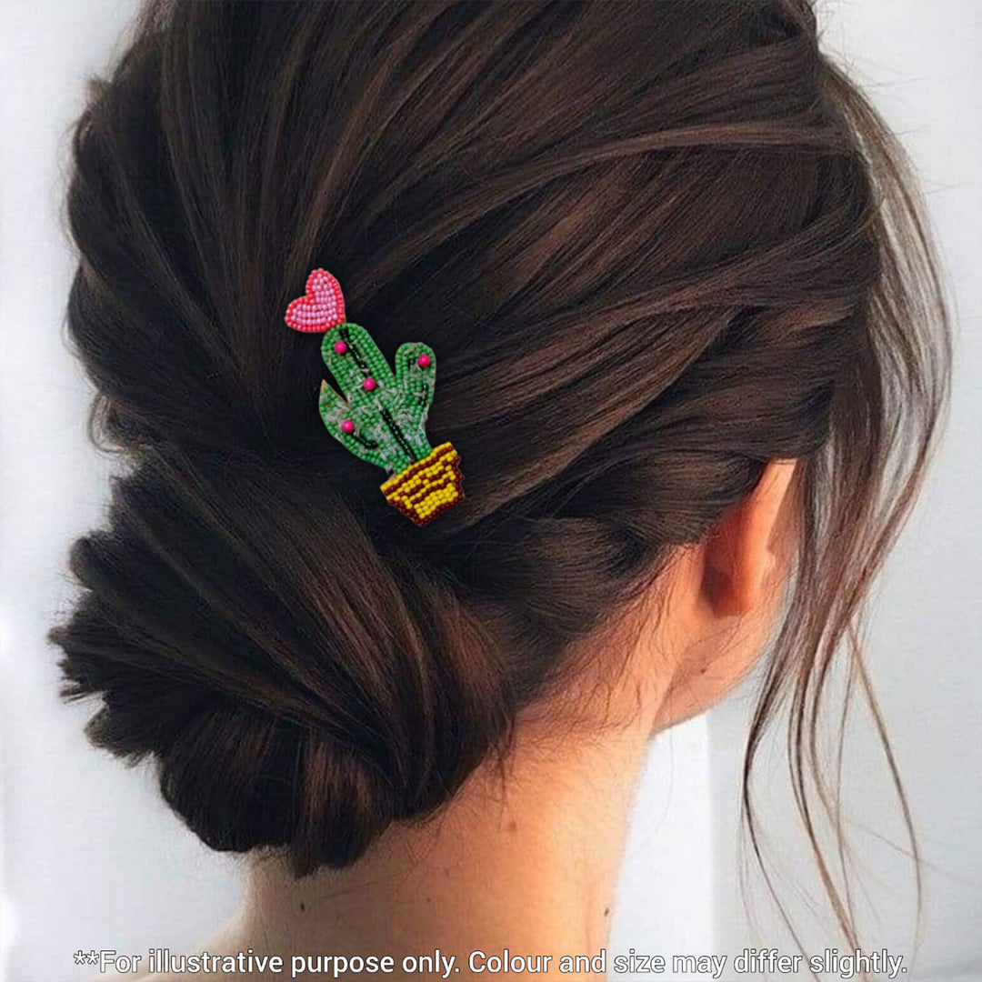 Cactus With Heart Hair clip