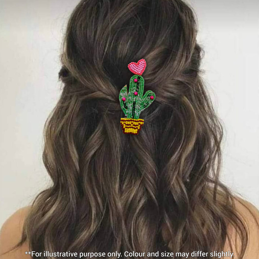 Cactus With Heart Hair clip