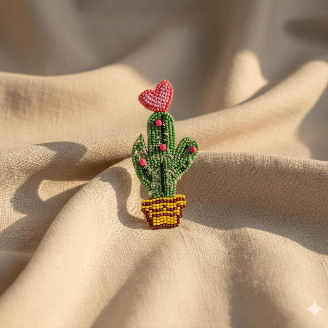 Cactus With Heart Hair clip