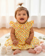 Yellow Half Sleeve Cotton Frock