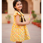 Yellow Half Sleeve Cotton Frock