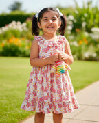 Pink Rabbit Printed Sleeveless Frock