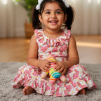 Pink Rabbit Printed Sleeveless Frock