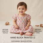 Half Sleeve Cotton Frock - Multi Colour
