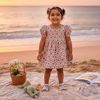 Half Sleeve Cotton Frock - Multi Colour