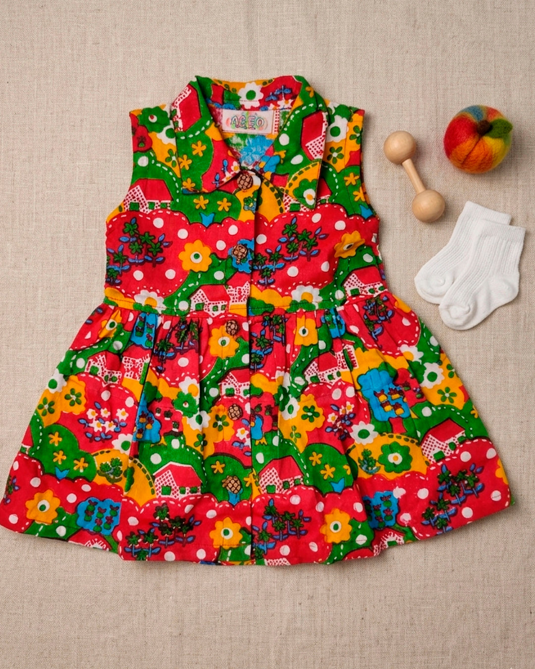 Multi Colour Printed Sleeveless Frock