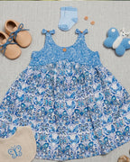 Butterfly Printed Sleeveless Frock - Blue