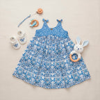 Butterfly Printed Sleeveless Frock - Blue