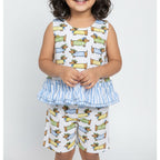 Hand-Block Sausage Dogs Printed Toddler Co-Ord Set for Girls