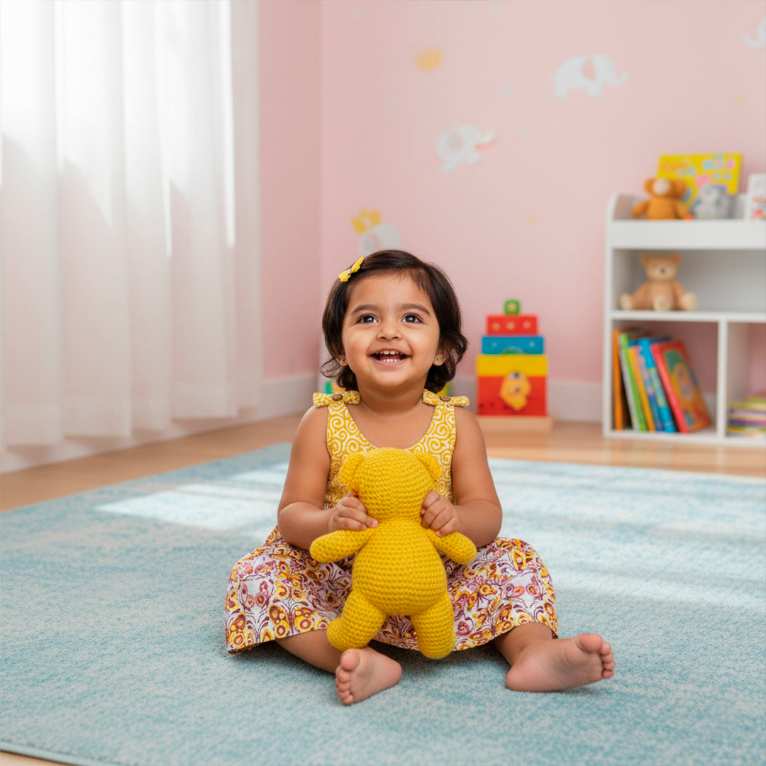 Sleeveless Cotton Frock - Yellow