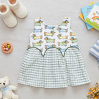 Dog Block Printed Sleeveless Frock - Multi Colour