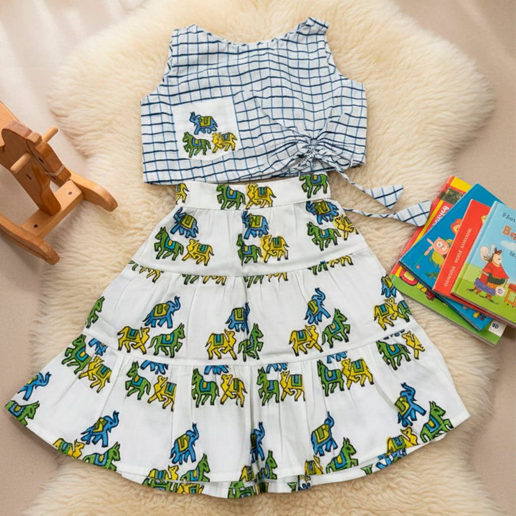 Animal Printed Sleeveless Top with Skirt