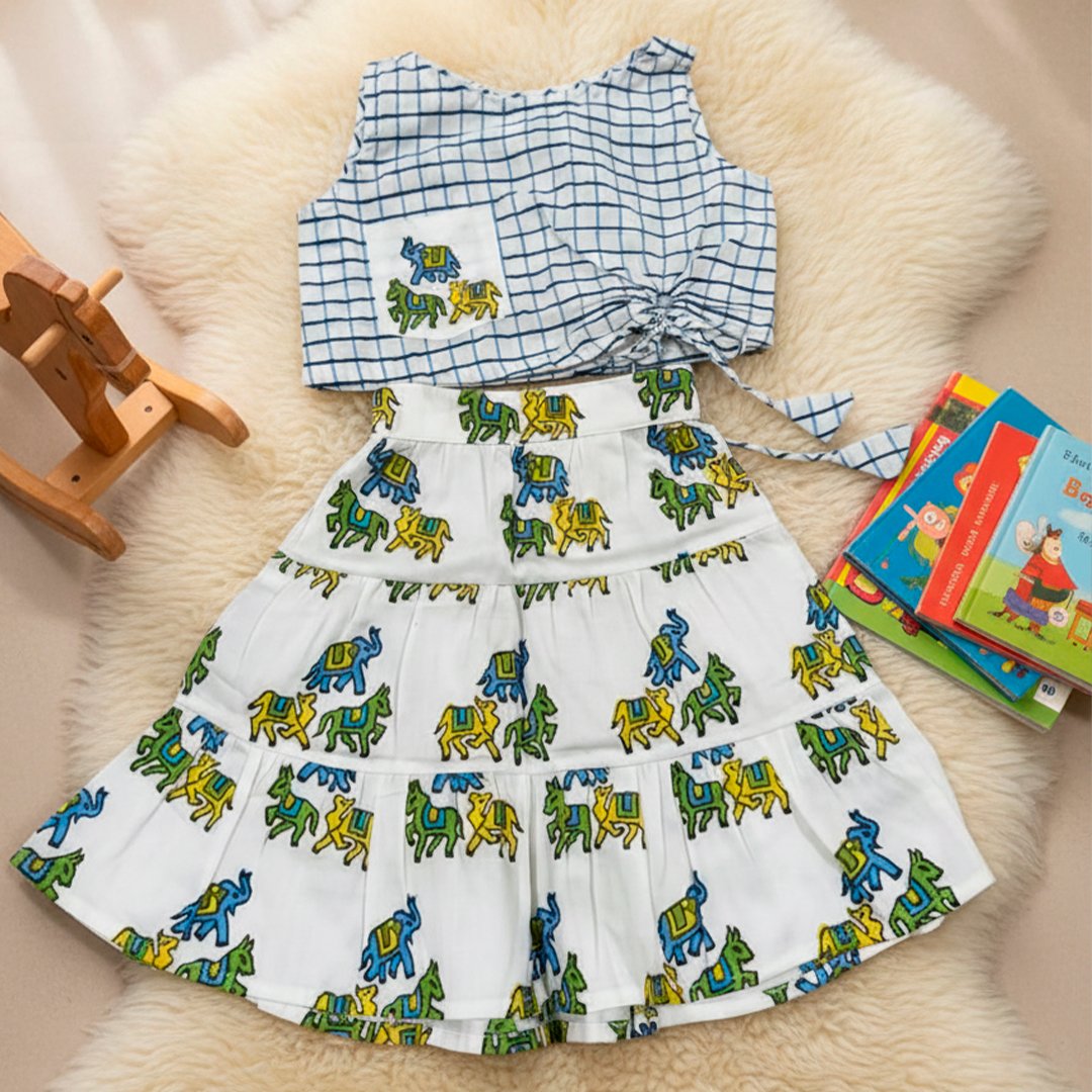 Animal Printed Sleeveless Top with Skirt