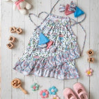 Blue and Pink Warli Art inspired frock