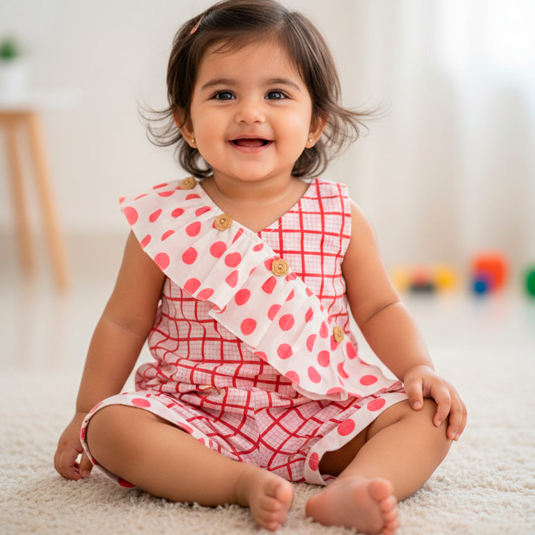 Check and Polka Dot Red White Co-ord set