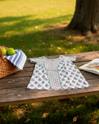 Checks and Floral Print Half Sleeve Frock