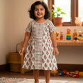 Checks and Floral Print Half Sleeve Frock