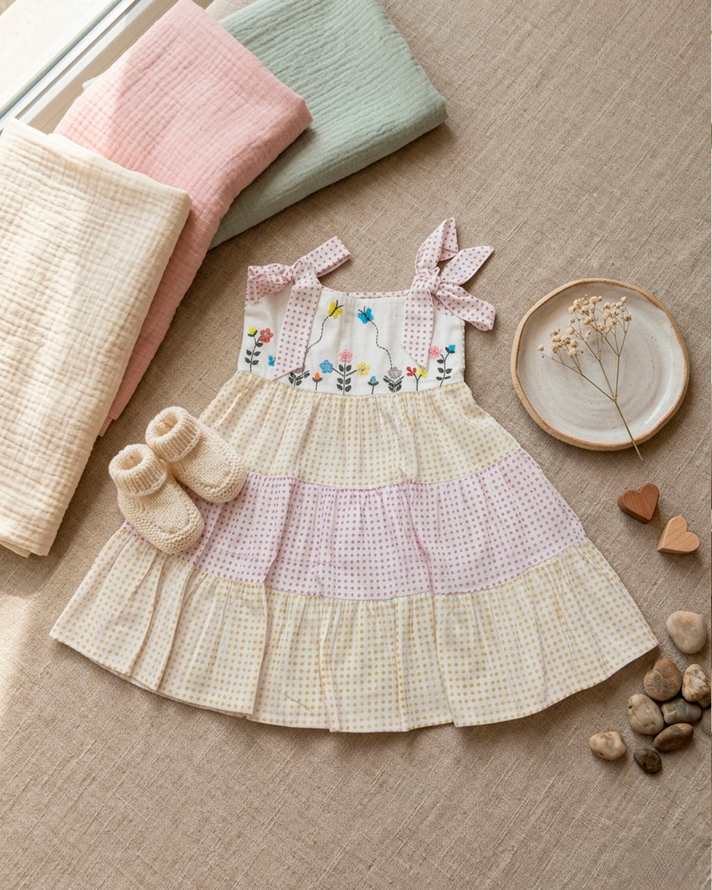 Multicolour Flower Embroidery Frock