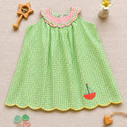 Green Orange checks with Boat Applique