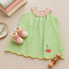 Green Orange checks with Boat Applique