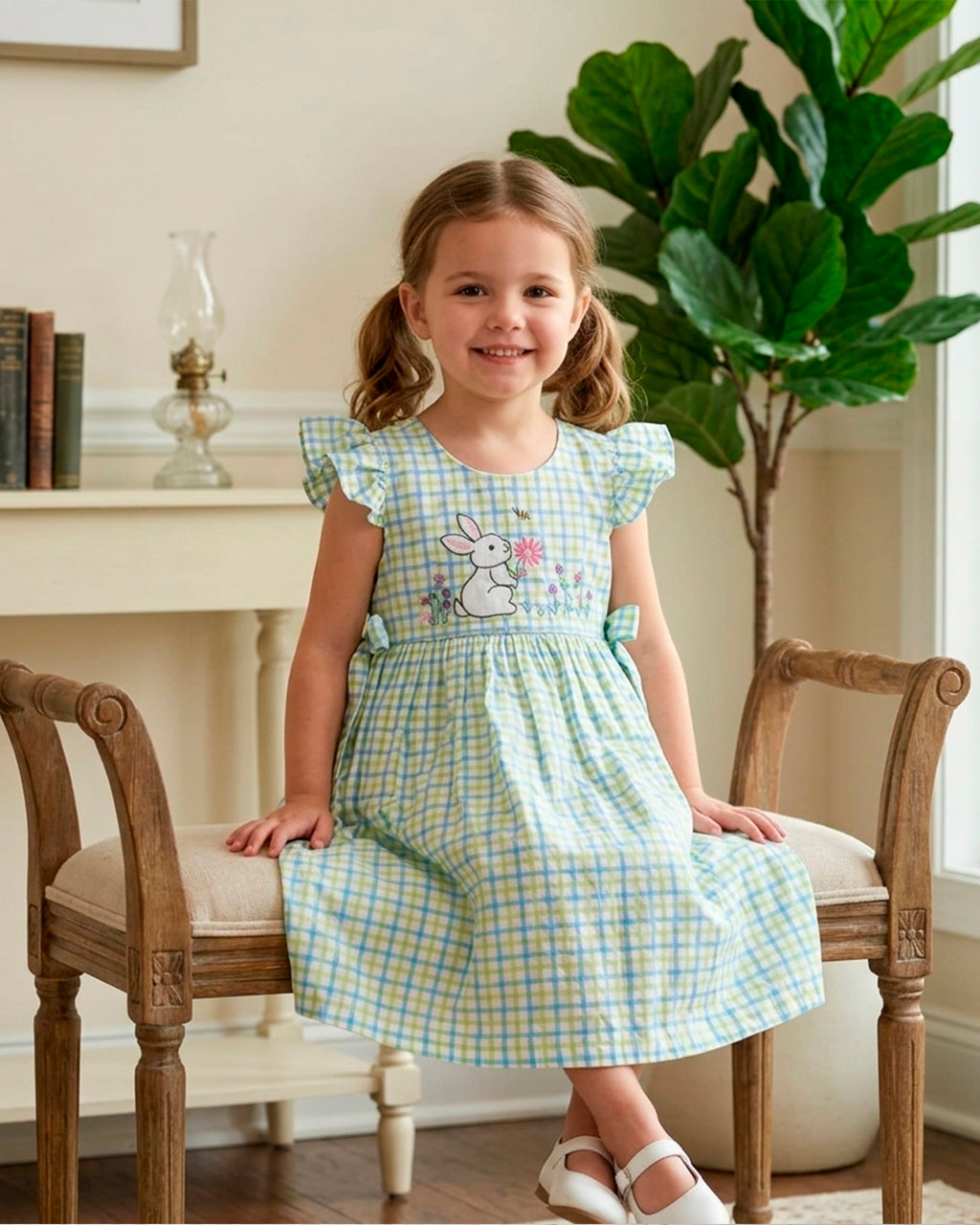Cute Rabbit Applique Frock