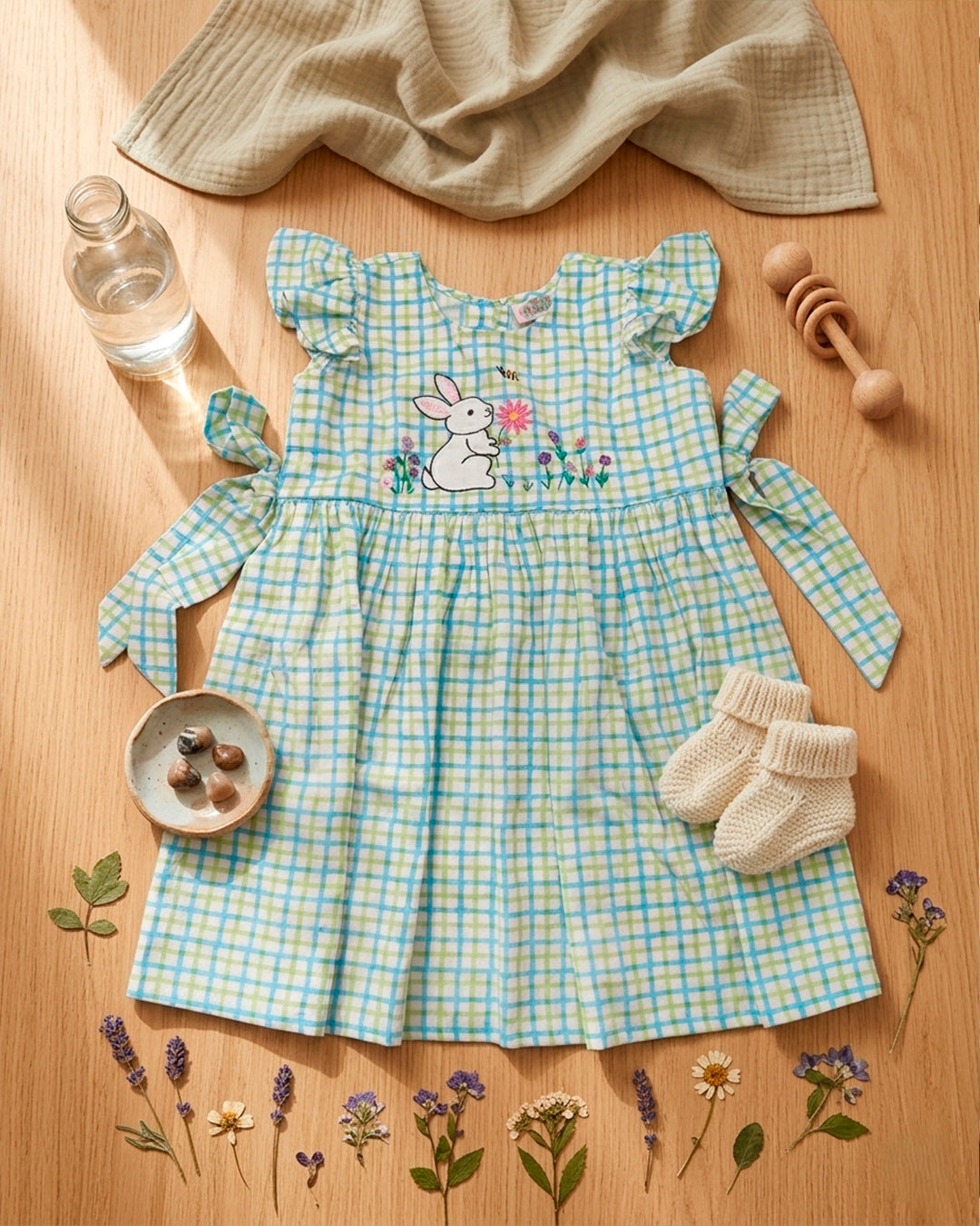 Cute Rabbit Applique Frock