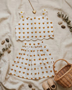 Yellow Heart print Summer Skirt and Top