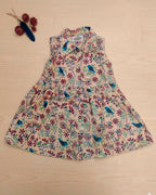 Bird Print A-Line Knee Length Dress