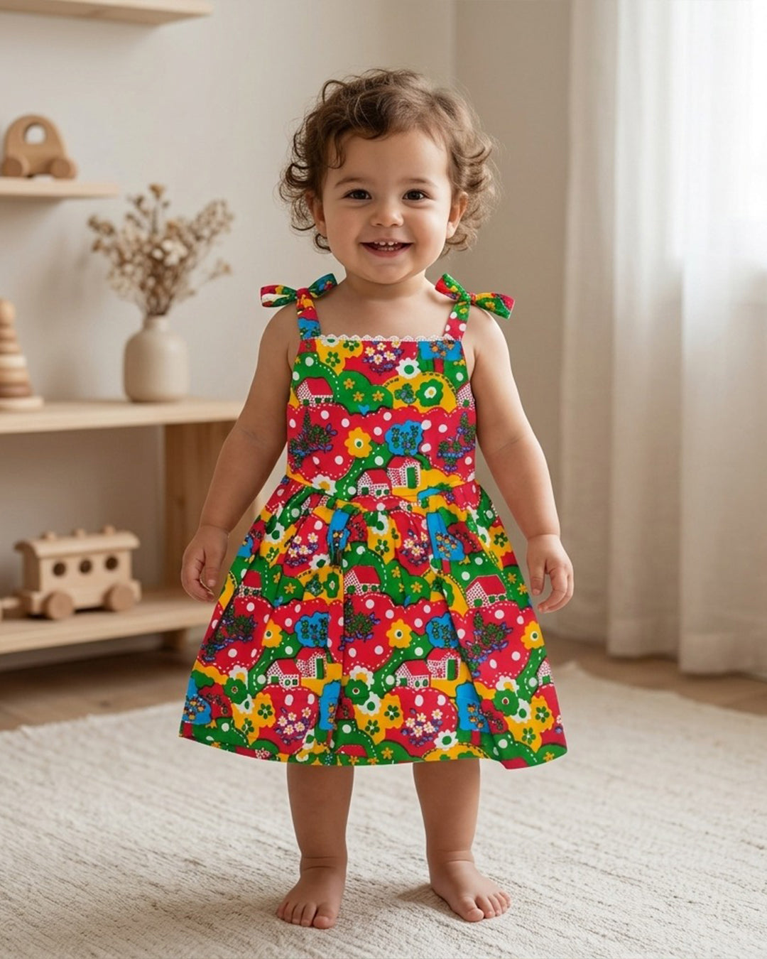 Sleeveless Tie Strap Summer Frock