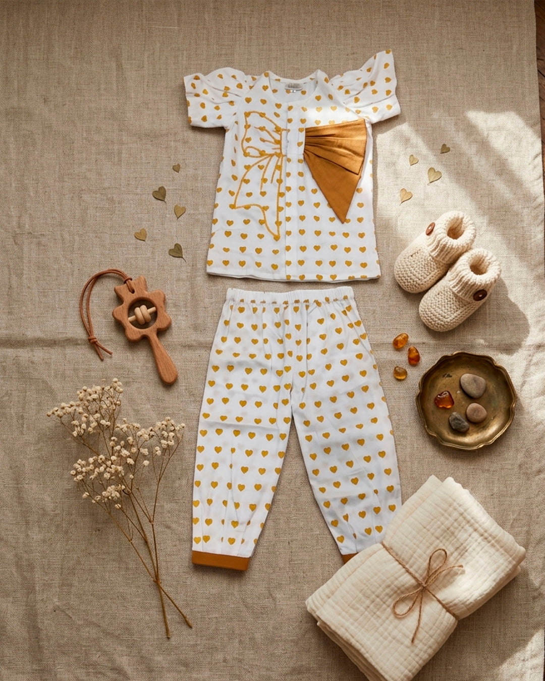 Brown Heart with Bow Detailing Co-ord