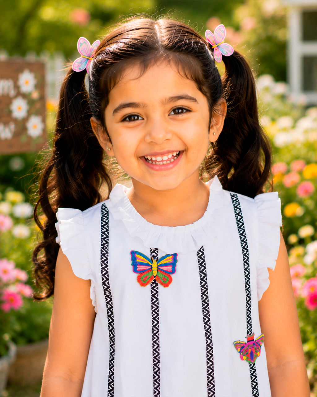 Multicolour Butterfly 3D Applique Frock