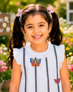 Multicolour Butterfly 3D Applique Frock