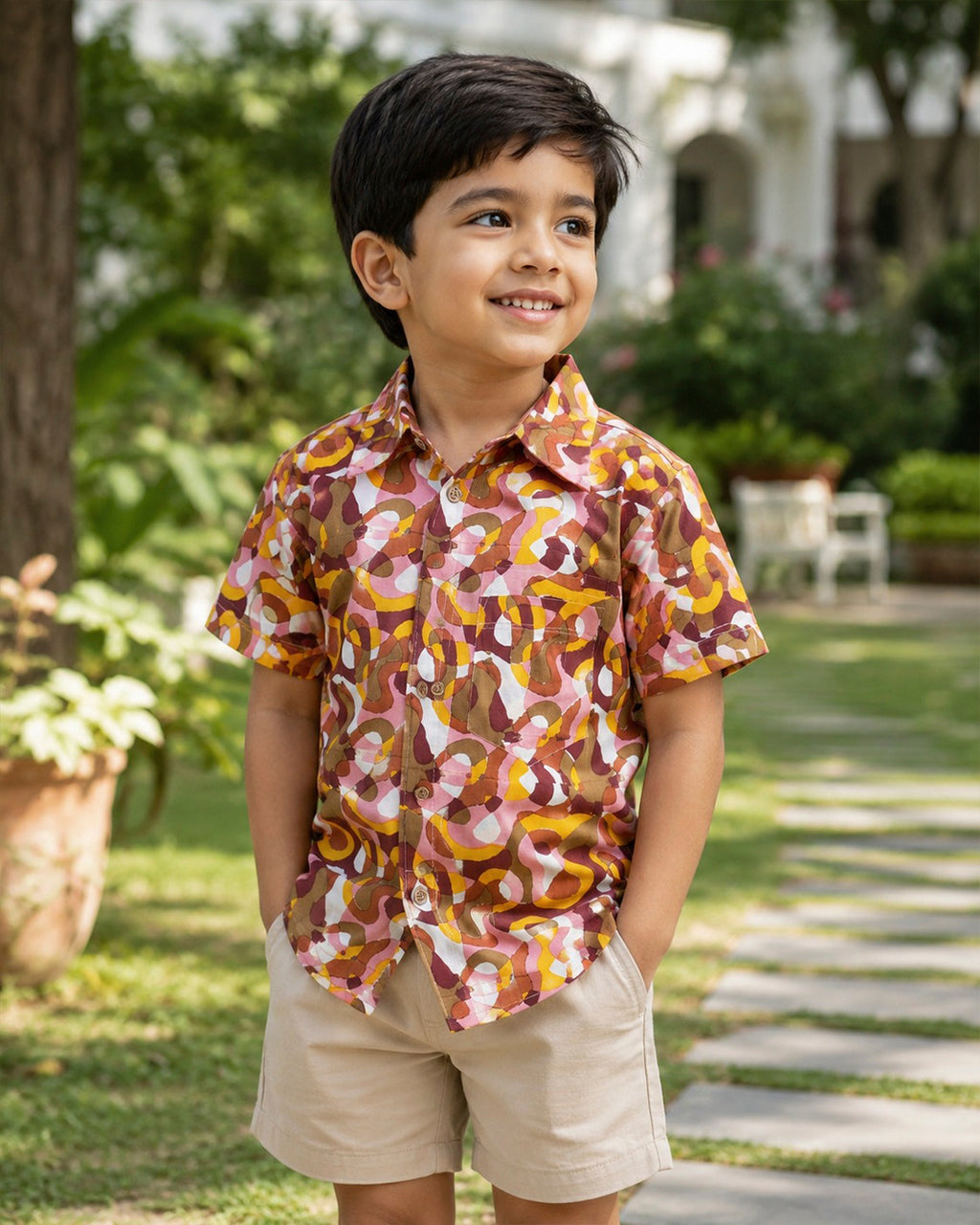 Abstract Colour Block Printed Apparel for Boys and Girls