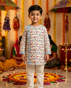 Bird Pattern Cotton Kurta for Boys