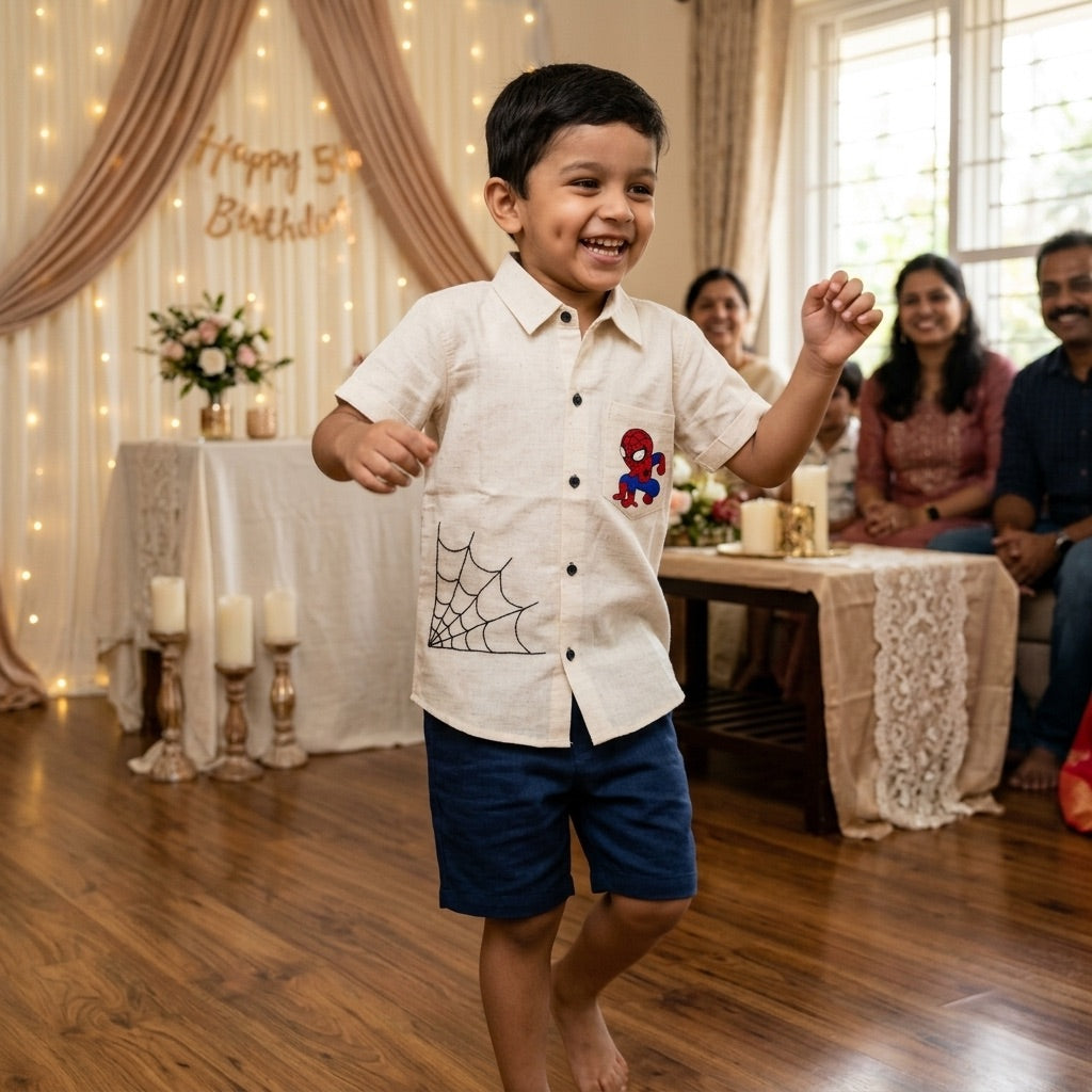 Spiderman Hand embroidered Shirt for Boys