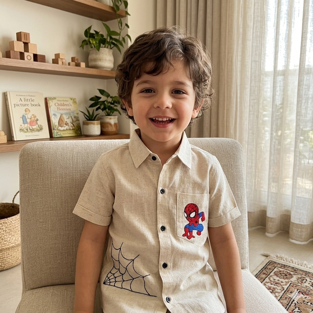 Spiderman Hand embroidered Shirt for Boys