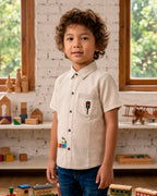 Train Engine Hand embroidered Shirt for Boys