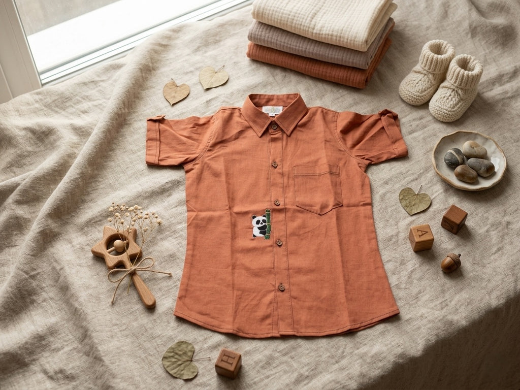 Panda Hand embroidered Shirt for Boys