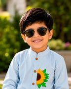 Sunflower Embroidered Kurta for Boys